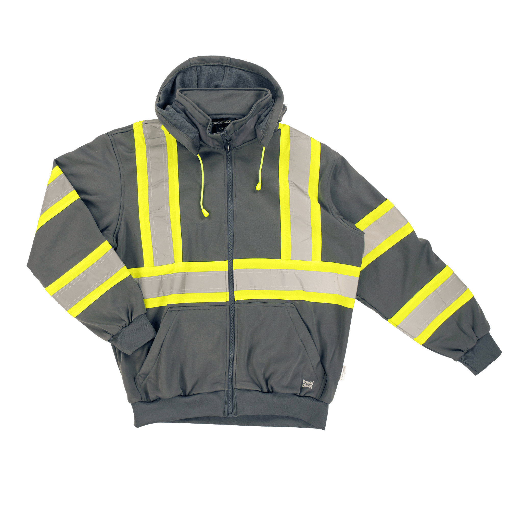 Men's club hoodie-Tough Duck Men's Unlined C1 Hi-Vis Full-Zip Safety Hoodie