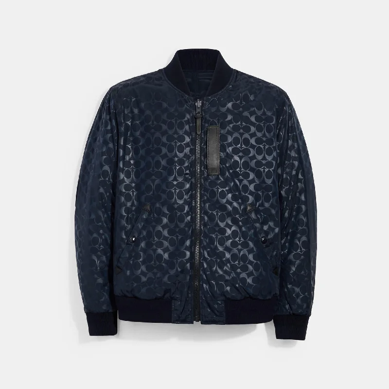 Men's tech-inspired rain jacket-Coach Outlet Reversible Signature Ma 1 Jacket