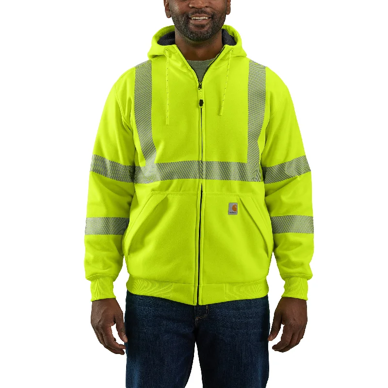 Men's fall hoodie-Carhartt Men's Hi-Vis Rain Defender® Thermal Lined Class 3 Sweatshirt