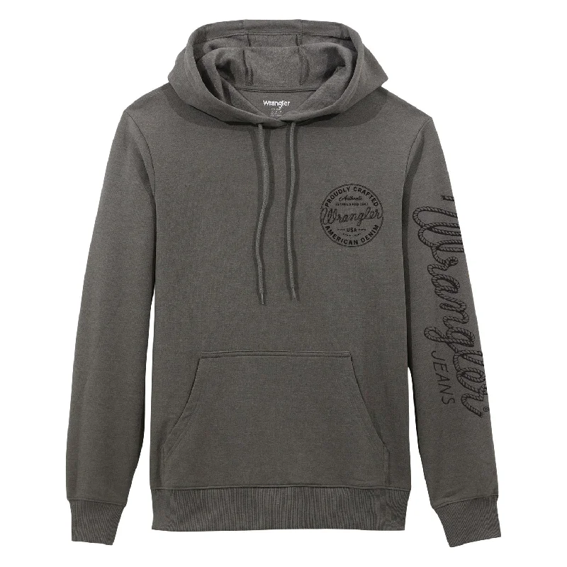 Men's all-season hoodie-Wrangler Mens Regular Fit Logo Script Hoodie