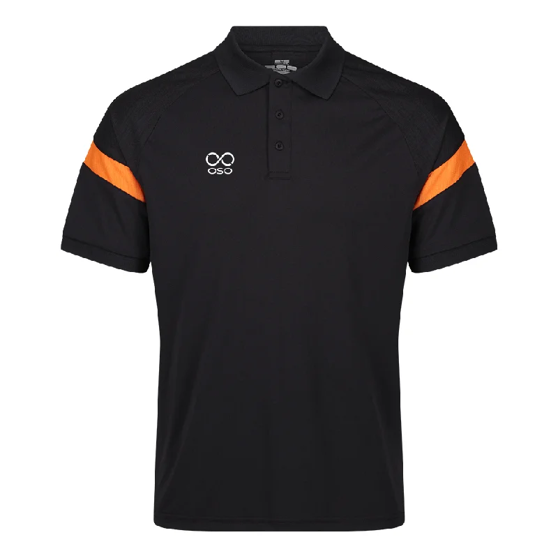 Men's sporty casual polo shirt-OSO Kinetic Polo - Black/Amber