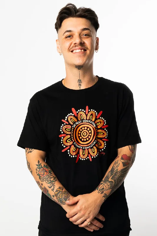 Celebrating Our Future Circle NAIDOC 2025 Black Cotton Crew Neck Unisex T-Shirt