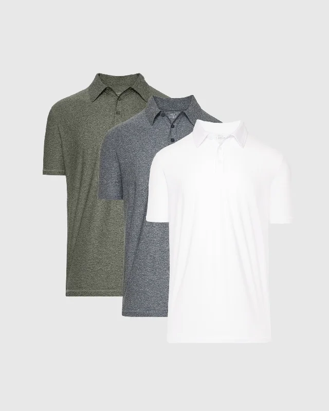 Men's bright polo shirt-Heather Active Polo 3-Pack