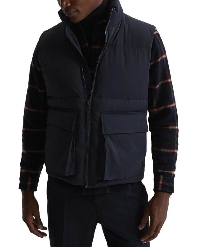 Men's eco-conscious field jacket-Reiss Westbrook Funnel Neck Vest