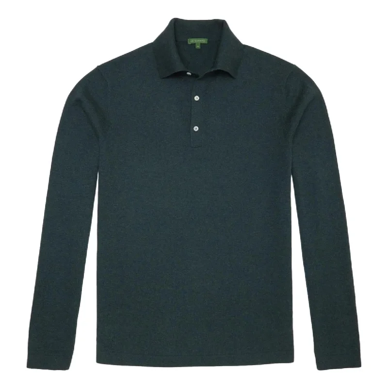 Men's slim fit polo shirt-Rally Polo Sweater Sea Moss Cotton Cashmere