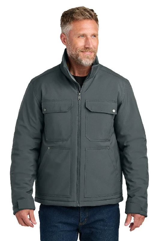 Men's antibacterial puffer jacket-CornerStone Mens Insulated Workwear Soft Shell Full Zip Jacket - Iron Grey - New