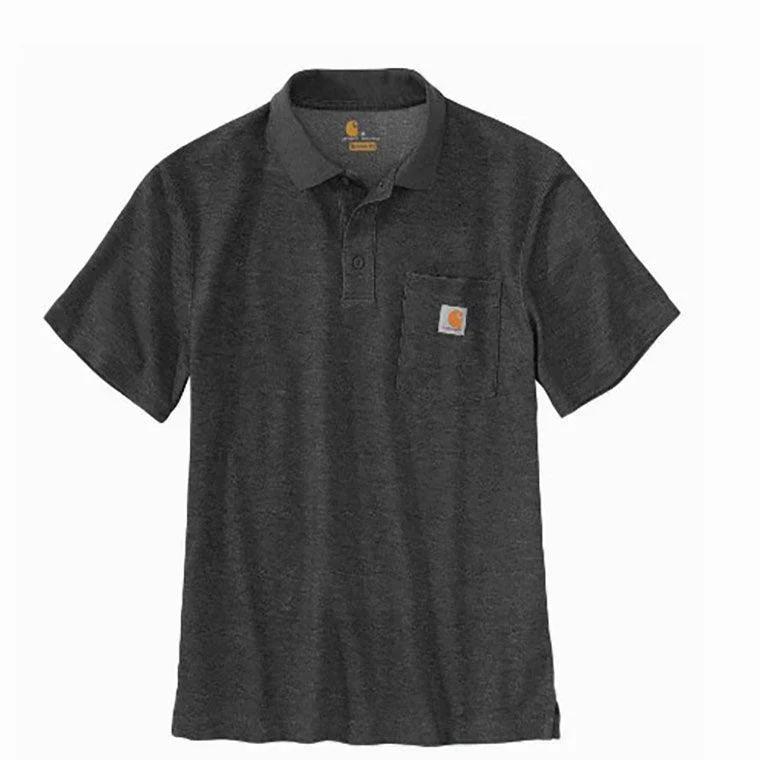 Men's fashion-forward polo shirt-Loose fit midweight short-sleeve pocket polo - Carbon Heather