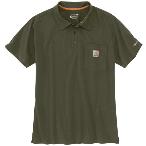 Men's stylish casual polo shirt-Force Cotton Pocket Polo Short Sleeve - Basil