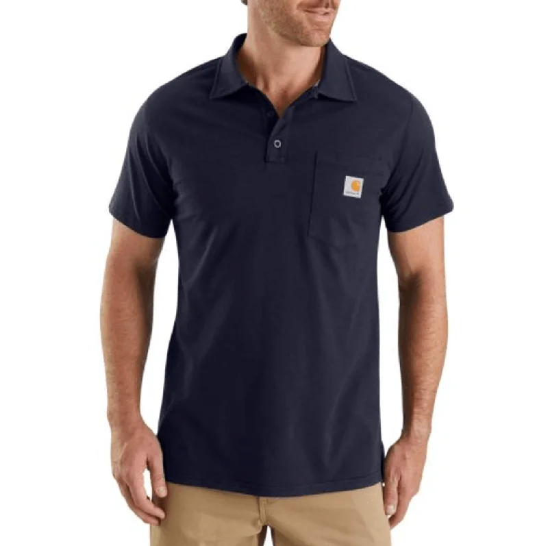 Men's custom polo shirt-Force Coton Pocket Polo Shirt - Navy