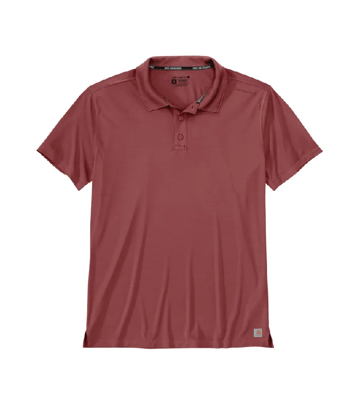 Men's personalized polo shirt-Force Sun Defender™ Relaxed Fit Lightweight Short-Sleeve Polo - Crimson Moss Heather